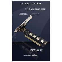 PCI-E 16X to Four U.2 SSD Kit SFF8611&8612 Oculink PCIe Solid State Drive Adapter for Mainboard Expansion