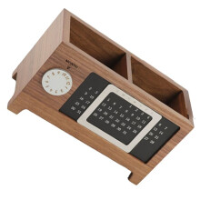 Wooden Calendar Pen Holder Multifunctional Desktop Organizer Stationery Pencil Storage Box Remote Control Storage Box