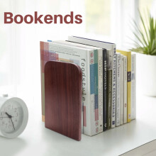 2 StüCke Holz BuchstüTzen mit Metall Basis Robust und Langlebig Schwarz Walnuss Buch Stand mit Anti-Schleudern Dots für BüRo Desktop oder Regale