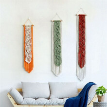 Nordischer Blatt Gewebter Makramee-Wandteppich zum Aufhängen, Boho-Garten-Quaste, Wandbehang, Wohnzimmer, Schlafzimmer, Zuhause, Hotel, Dekor A