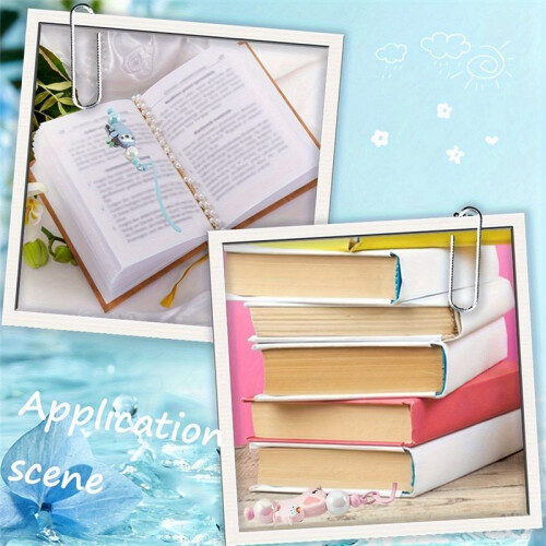 7pc DIY Beadable Bookmarks Bulk,Beadable Bookmarks Pendant Bar,  Beaded Book Lanyards Chains for Students Teachers 2