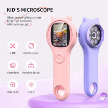 Microscope pour Enfants - Microscope Numérique à Loupe Portable pour Enfants, Jouets Éducatifs Scientifiques Violets
