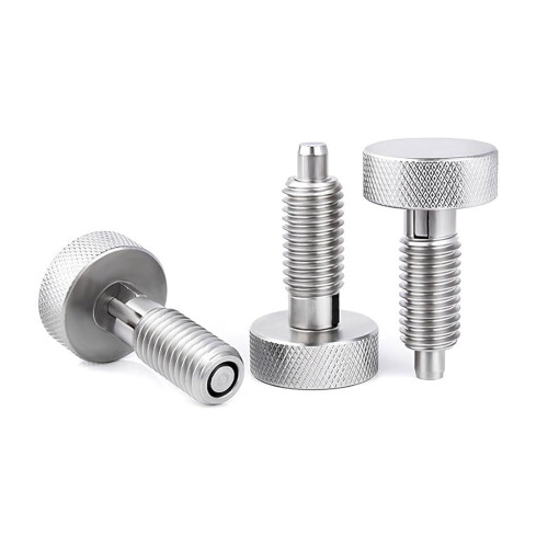 2Pcs M10 Stainless Steel Hand Retractable Spring Plungers with Knurled Handle - Quick Release Locking Pin