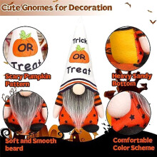 Halloween Decorations Halloween Gnomes - Handmade Gnomes Plush Decor with Bat Pumpkin, Home Dinning Table Gnome Ornament