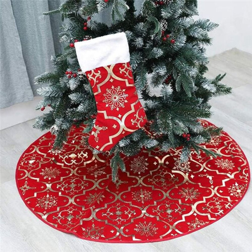 Saia para áRvore de Natal de 48 Polegadas com Capa Macia para DecoraçãO de Tapete de Floco de Neve e Saia para áRvore de Fazenda, Prata 2