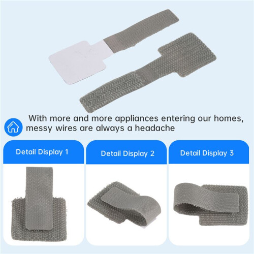 Hook and Loop Cable Management Under Desk, 80PCS Self Adhesive Cable Ties, Reusable Wire Organizers for Cords 2