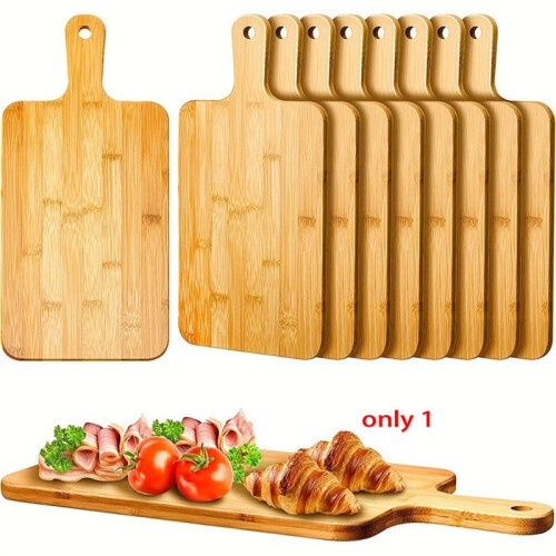 Bambu Skärbräda med Handtag Trä Bambu Serveringsbräda Kök Skärbrädor för Pizza Grönsaker Kött B