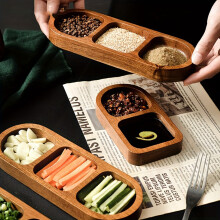 Solid Wood Rectangular Tray Seasoning Tray Breakfast Food Sushi Bread Dessert Sauce Tray Kitchen Dinner Seasoning Tray B