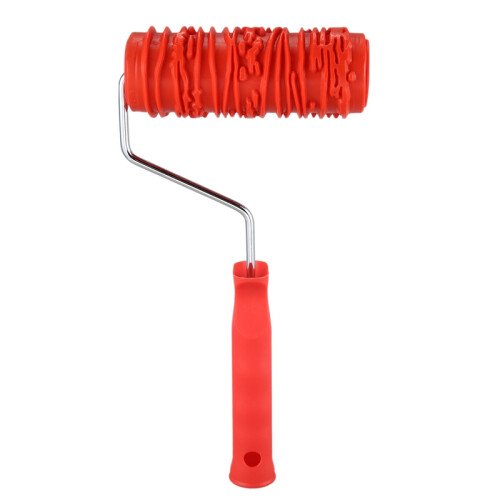 Rolo de Pintura de 6 Polegadas com Cabo de Borracha PadrãO de Madeira GranulaçãO Ferramenta para DecoraçãO de Parede Vermelho 2