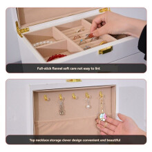 European Style Solid Wood Jewelry Box,Flip-Top Solid Wood Jewelry Box, Large Capacity,Double Layer Jewelry Storage Box A