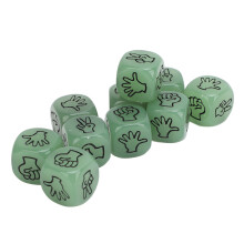 Set di dadi con dita luminosa in plastica, a sei facce da 20 mm, colore verde