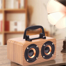 Protable Wooden Speaker 5.0 Dual Channel Stereo with FM Radio, Hi-Fi Sound, TF Card, AUX Support B