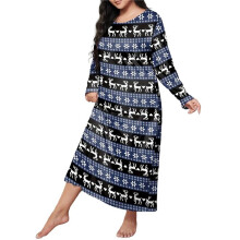 Women'S Sleepwear Long Sleeves Nightgown Print Tee Sleep Dress Christmas Elk - XXL
