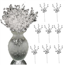 25 Branches de Fleurs en Acrylique de 15 cm, Perles en Cristal en Forme de Goutte D'Eau, pour Mariage, Fête de Noël, Bricolage.