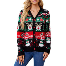 Pulls de Noël pour Femmes, Mignons, Pelucheux, Amusants, pour les Fêtes D'Hiver, en Tricot, Décontractés Noir XL