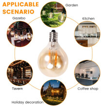 6 Ampoules LED G40 de Rechange 1,5 W 220 V Rétro Globe Doré à Intensité Variable pour Guirlandes Lumineuses Intérieures/Extérieures, Base E12