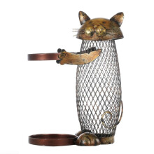 Kitten Red Wine Rack Money Pot Storage Home Decoration Wrought Iron Wine Rack Christmas Gift Animal Wine Rack