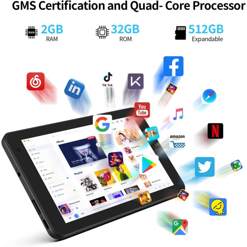 VASOUN 7 inch Tablet, Android 13, Tablet PC with 32GB, 1024x600 HD IPS Display Portable Tablets PC 2