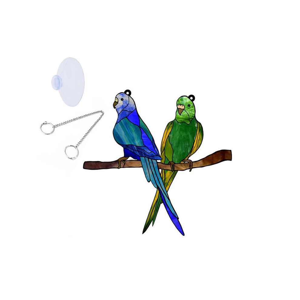 Multicolor Stained Birds Window Hangings Ornament,Acrylic Suncatcher Birds A Wire Window Panel 20.3 X 20Cm Tauoh