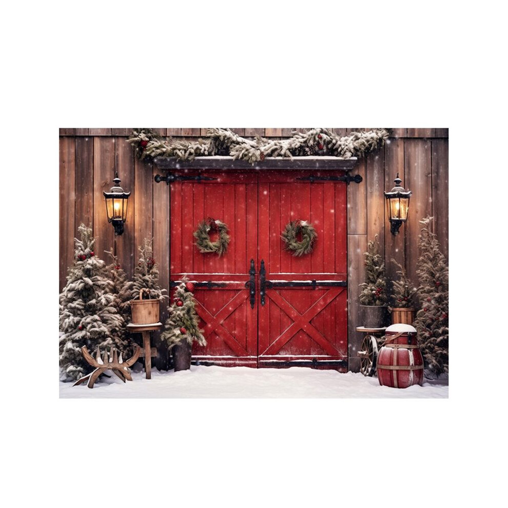 210Cmx150cm Christmas Background Cloth Christmas Door Party Decoration Photo Studio Children Photography Backdrops,G 6033408909495