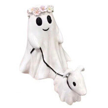 Walking Spöke Walking Dog Staty Halloween Spökdekor Inomhus Utomhus Spöklik Spökhund Halloween Figurine  A