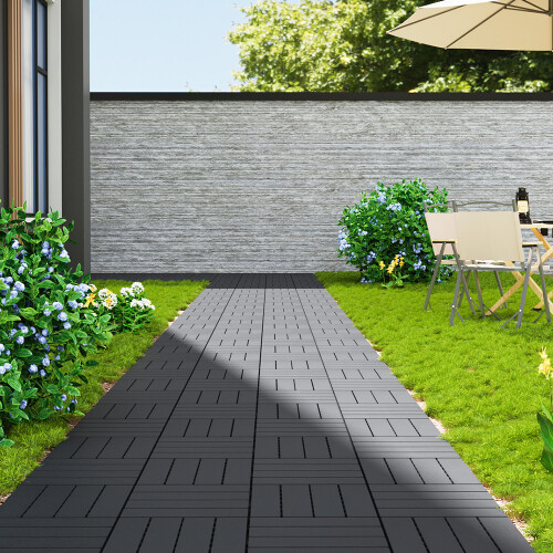 Garden Sanctuary 10Pcs Outdoor Plastic Interlocking Deck Tiles