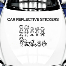 10 Piece Car Sticker Family With Pet Car Lucky Stickers Stickers For Window (Black)