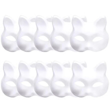 10 Máscaras de Therian, Máscaras de Gato Blancas, Máscaras de Halloween en , Máscaras de Media Cara de Animal, Máscaras para Mascarada, Fiesta