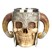 Stainless Steel Skull Mug Drinking Cup Resin Beer Coffee Mug Tea Cup Halloween Bar Drinkware Gift
