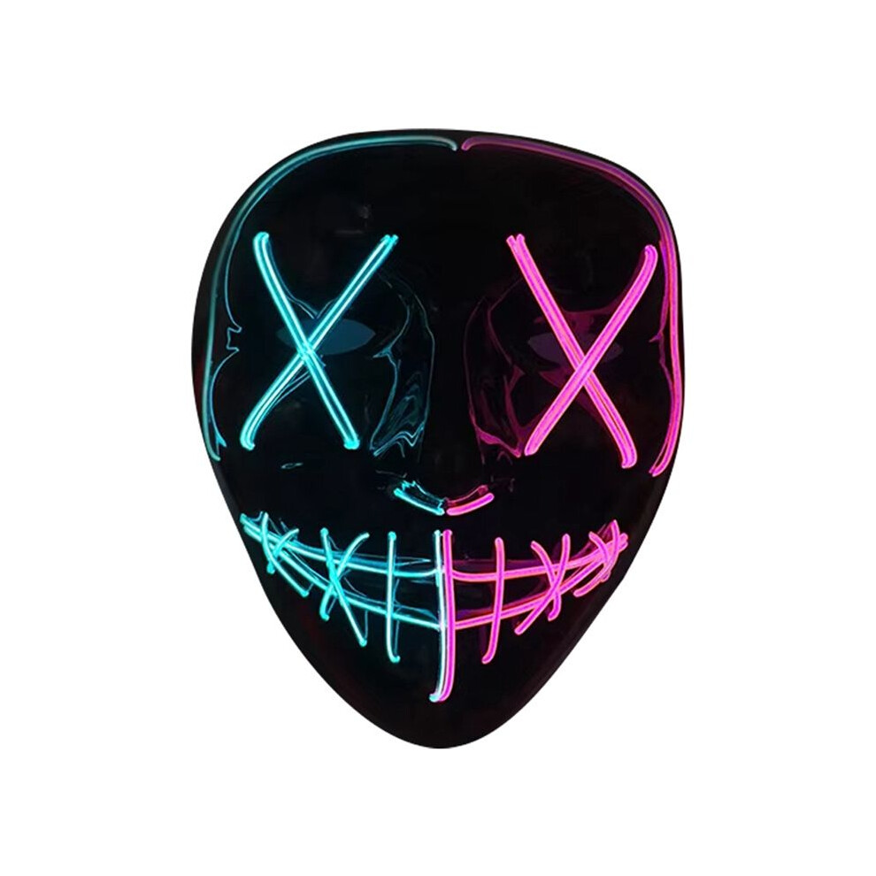 Tauoh Light Wireless Mixed Colors Halloween Glowing Scary Face Mask Luminous Led Purge Mask Horror Adult Cosplay Props Costume