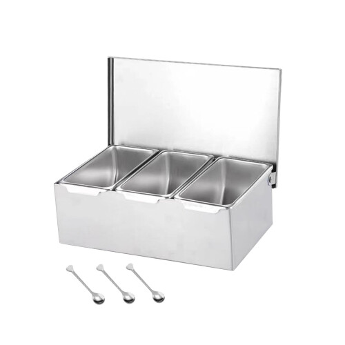 (Three Grids) Premium Spice Containers Storage Box Multi Compartments Kitchen 2