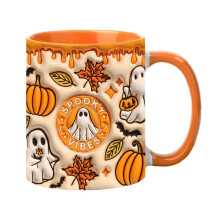 Tazza da Caffè 3D Halloween Tazza da Caffè Espresso In Ceramica con Manico Tazza da Tè Spettrale da 350 Ml per Tavolo da Pranzo Scolastico SP-3