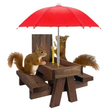 Futterspender für Eichhörnchen Aus Holz, für Vögel, Haustiere, Esstisch, Bank, zum Aufhängen, Futtertisch, -Schirm, Ornamente