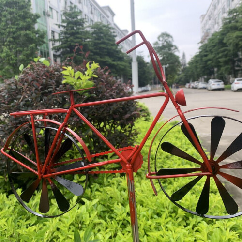 Red Vintage Bicycle Wind Spinner Iron Stake 2
