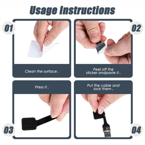 Reusable Cable Tie Fixed Cable Organizer Rope Support Self-Adhesive Adjustable Cable Finishing Tape Desk Management' B 1