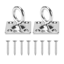 2Pcs Square Swivel Pad Eye Rotatable Ceiling Hook Wall Mounted Hook Stainless Steel Eye Pad Plate For Yoga Swings Hammock (With Screws)