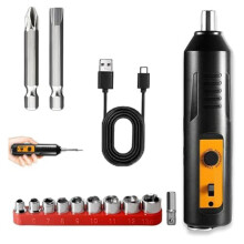 Tournevis Électrique, Kit D'Outils de Réparation Automatique à Domicile avec Lumière LED, Tournevis Magnétique Sans Fil Rechargeable USB A