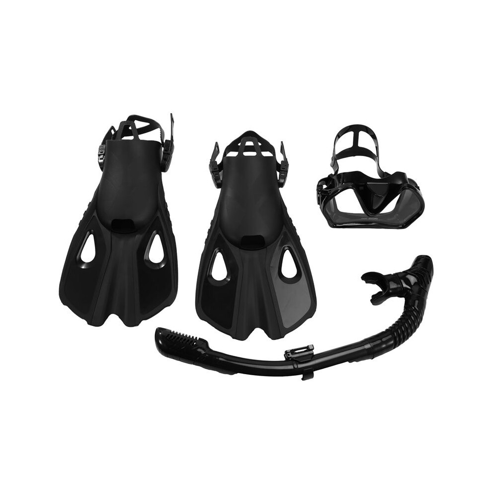 Adult Snorkeling Equipment,Panoramic Snorkeling Set,Snorkeling Mask, Drys Top Snorkel,Diving Mask And Fins,Black 6031995488454