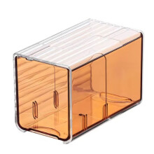 Wall-Mounted Cotton Pad and Swab Organizer Box, Punch-Free Transparent Plastic Cosmetic Storage Container with Drawer C