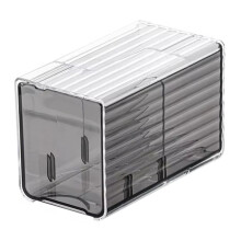 Wall-Mounted Cotton Pad and Swab Organizer Box, Punch-Free Transparent Plastic Cosmetic Storage Container with Drawer B