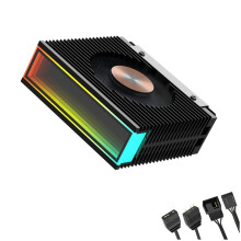 Dissipador de Calor SSD M.2 2280 ARGB com Ventilador Duplo PWM de 50 mm M.2 SSD Radiator Cooler Dissipador de Calor de Disco Rígido para PC de Mesa