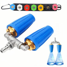 Dual Turbo Nozzle Pressure Washer, 360Rotating Turbo Nozzle with 1/4inch Quick Connector and 7pcs Pressure Washer Tips