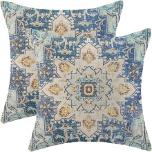 (20" x 20", Other) 18 x 18 Bohemian Boho - 17 Orange Carpet Pattern Linen Throw Pillows, 2 Count