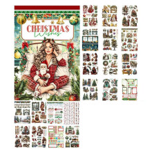 Scrapbooking Stickers Kit Scrapbooking Ledger Decorative Sticker Material Kit Vintage Christmas Patterns Tool A