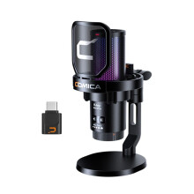 COMICA Wireless Microphone with RGB Lights for PC Laptop Smartphone Noise Cancellation Condenser Mic Black