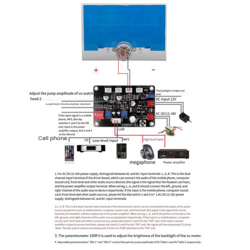 12-16V VU Meter Analog Panel Audios Level Meter  Backlights No Need Driver for Power Amplifier Digital Power Meter 2