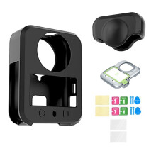 For OSMO 360 Silicone Protective Cover Rubber Skin with Lens and Screen Protector for Osmo 360 Black