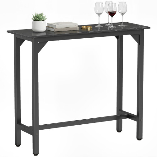 Homcom HOMCOM Bar Table Coffee Table with Adjustable Footpads Black Marble Effect 1