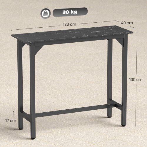 Homcom HOMCOM Bar Table Coffee Table with Adjustable Footpads Black Marble Effect 2