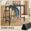 Homcom HOMCOM Bar Table Coffee Table with Adjustable Footpads Black Marble Effect 4